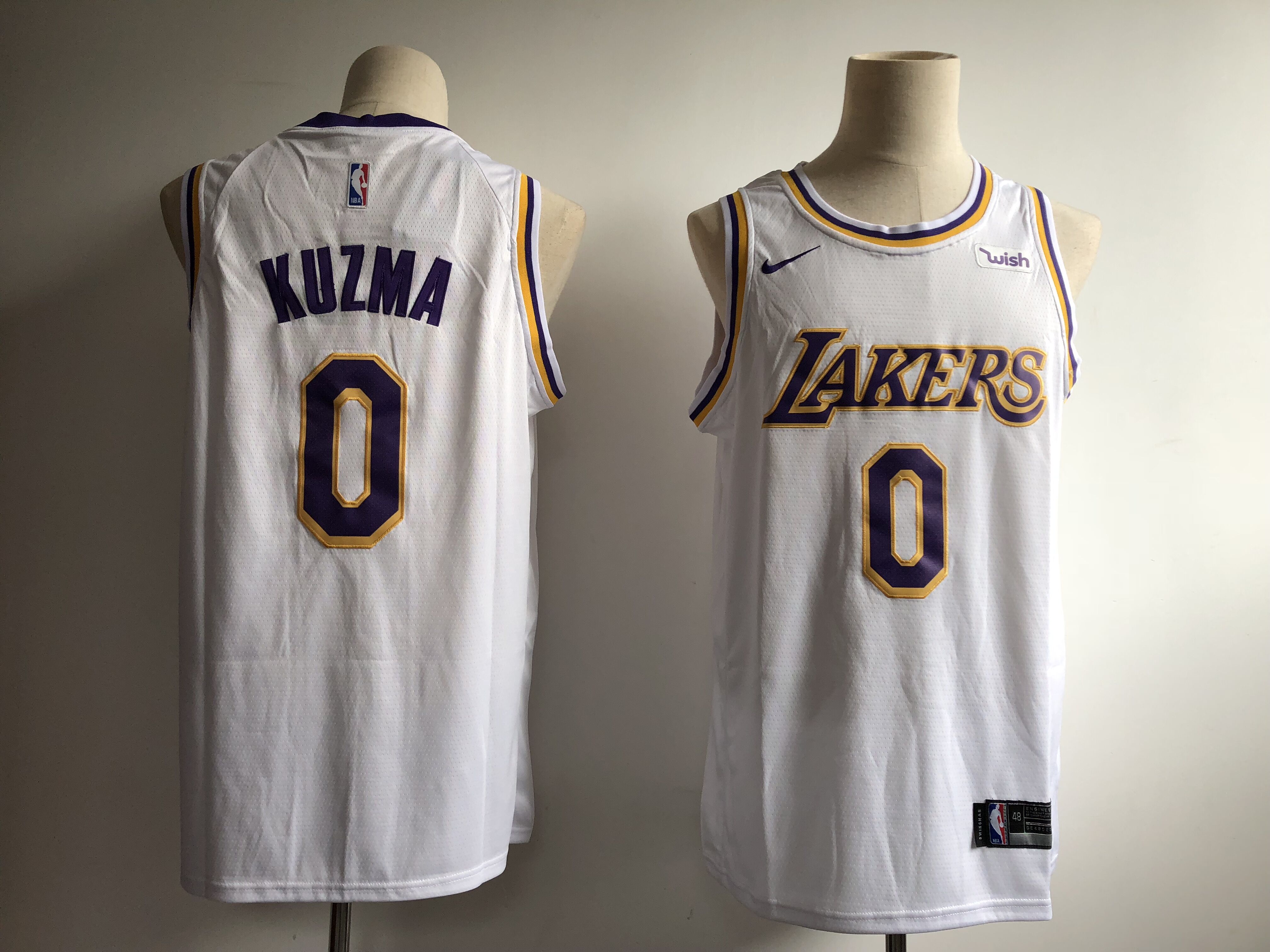 Men NBA Los Angeles Lakers 0 Kuzma white game Nike NBA jerseys